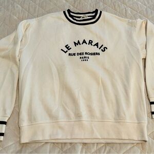 H&M Cream Crewneck Sweater with Black Accents